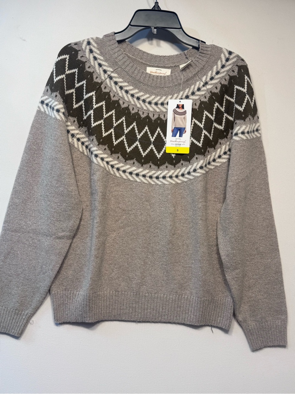 Weatherproof VintageTraditional fairisle raglan crewneck sweater Tweed yarn NWT